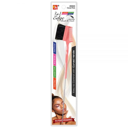 3 IN 1 EDGE BRUSH & COMB WITH PINTAIL EASY GRIP HANDLE