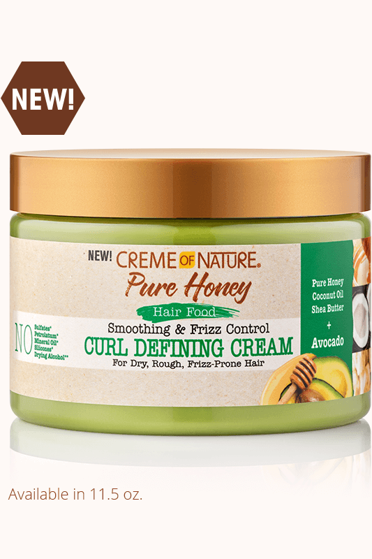 CREME OF NATURE PURE HONEY HAIR FOOD SMOOTHING & FRIZZ CONTROL CURL DEFINING CREAM 11.5 OZ.