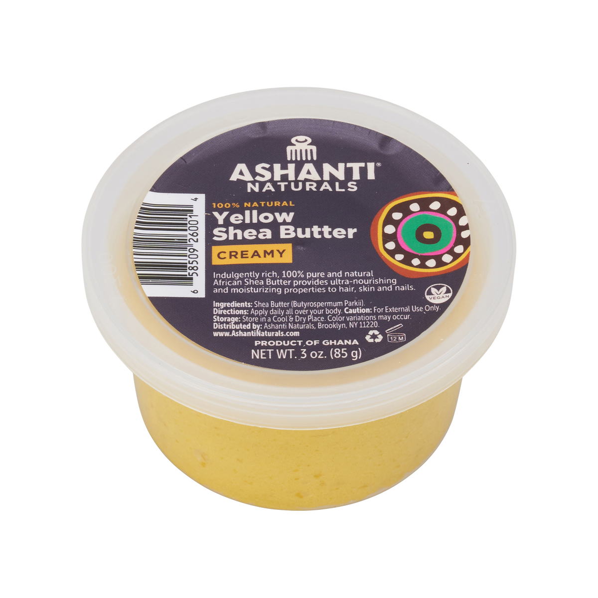 ASHANTI 100% YELLOW CREAMY SHEA BUTTER 8 OZ.