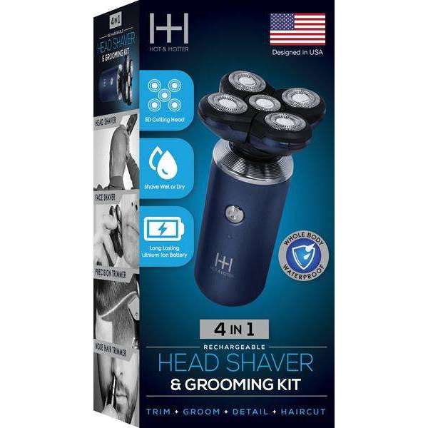 HOT & HOTTER 4 IN 1 HEAD SHAVER & GROOMING KIT