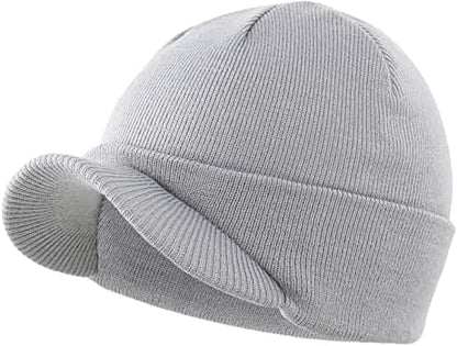 WINTER SPORTS WARM KNIT HAT with BRIM THICK STRETCH BEANIE