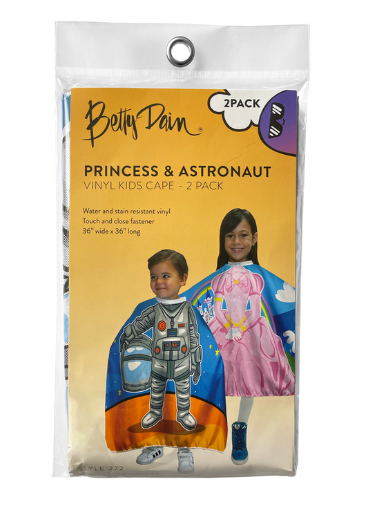 2PK PRINCESS & ASTRONAUT VINYL KID'S SHAMPOO CAPE