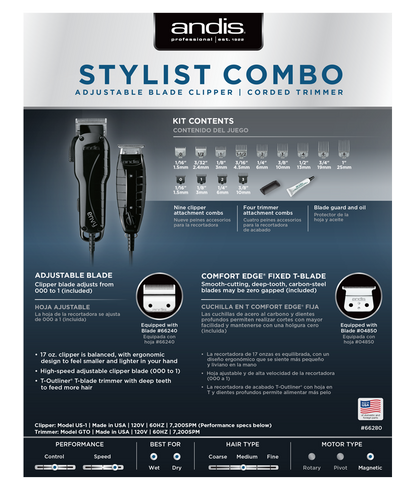 ANDIS STYLIST COMBO ENVY #66280