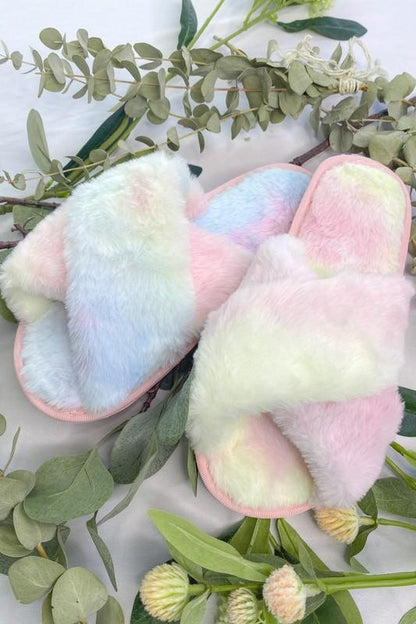 COTTON CANDY FUZZY SLIPPERS