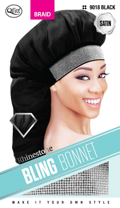 QFITT RHINESTONE BLING SATIN BONNET