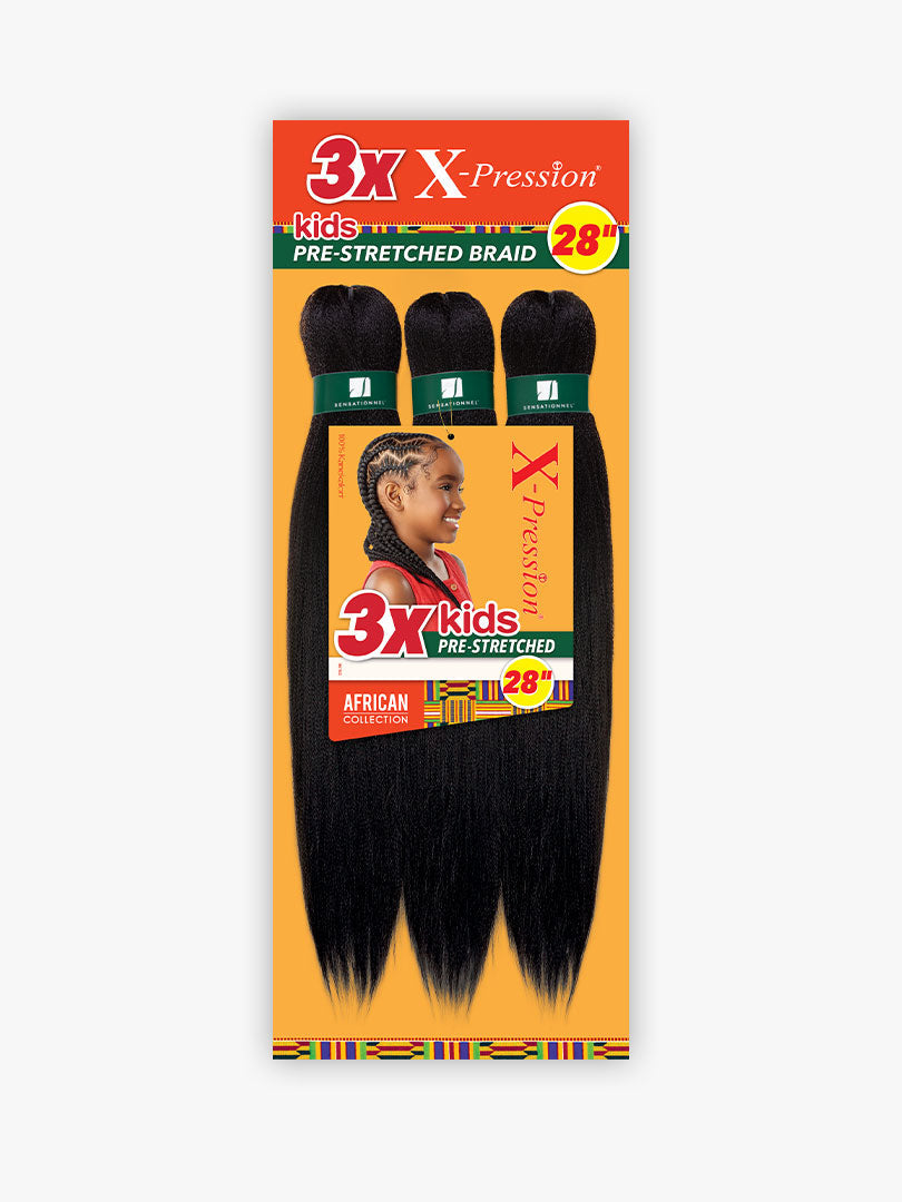 SENSATIONNEL 3X X-PRESSION KIDS PRE-STRETCHED BRAID 28″