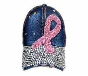 DARK DENIM BREAST CANCER RIBBON HAT