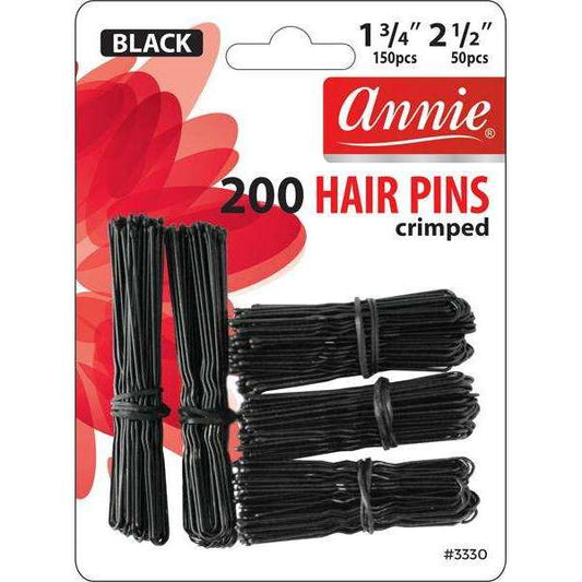 ANNIE BLACK CRIMPED HAIR PINS - 1 3/4” & 2 1/2” (200CT)