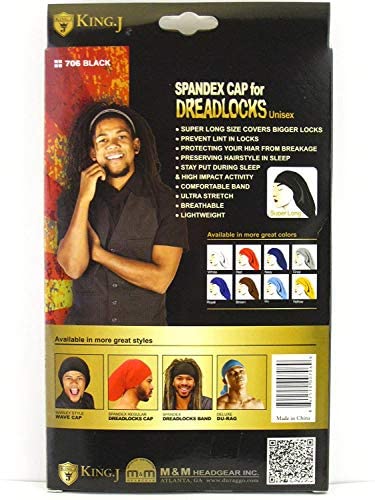 KING.J SPANDEX CAP FOR DREADLOCKS SUPER LONG BLACK #706