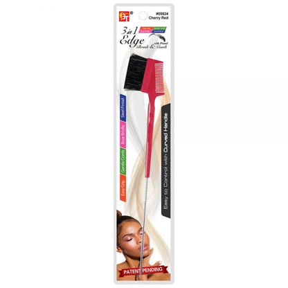 3 IN 1 EDGE BRUSH & COMB WITH PINTAIL EASY GRIP HANDLE