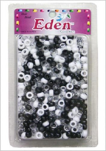 EDEN BLACK/ WHITE/CRYSTAL ROUND HAIR BEADS