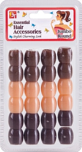 JUMBO ROUND BEADS 24 PCS (BROWN ASSORTED)