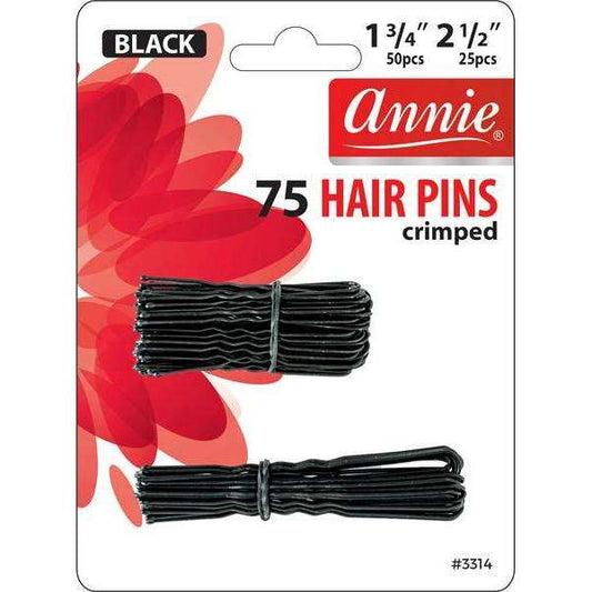 ANNIE BLACK CRIMPED HAIR PINS - 1 3/4” & 2 1/2” (75CT)