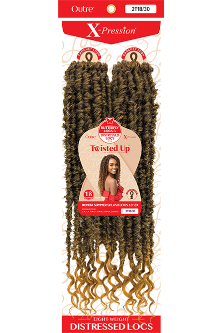 OUTRE SYNTHETIC X-PRESSION TWISTED UP CROCHET BRAID - 2X BONITA SUMMER SPLASH LOCS 18"
