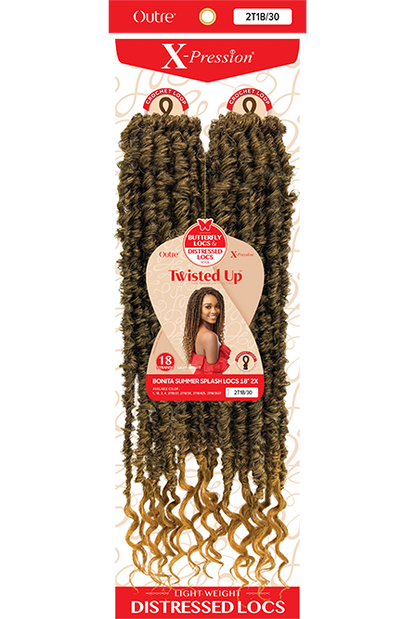 OUTRE SYNTHETIC X-PRESSION TWISTED UP CROCHET BRAID - 2X BONITA SUMMER SPLASH LOCS 18"
