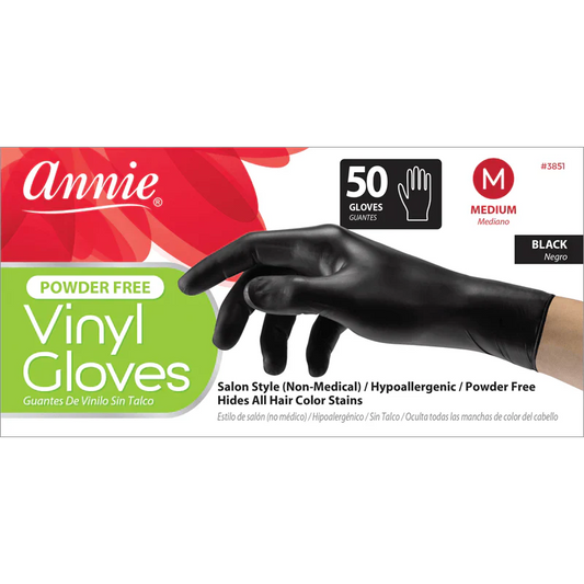 ANNIE POWDER FREE VINYL GLOVES 50CT (BLACK)