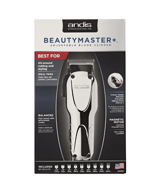 ANDIS BEAUTY MASTER US-1 + ADJUSTABLE BLADE CLIPPER (CHROME) #66360