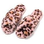 FLUFFY CROSS BAND FUZZY PLUSH FURRY SLIPPERS