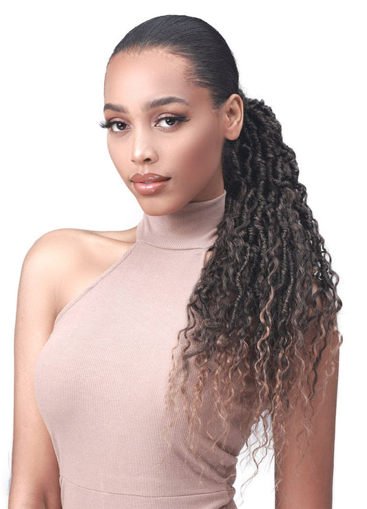 BOBBI BOSS HUMAN HAIR BLEND PONYTAIL NU LOCS - MOD041 FRENCH DEEP BOHO 20"