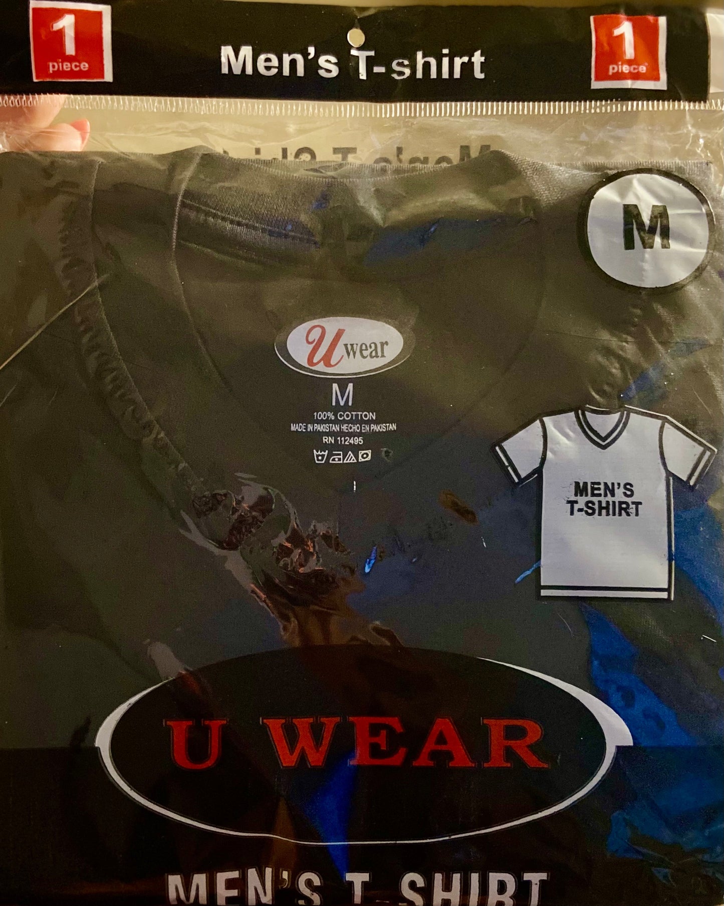 U WEAR MEN’S SHORT SLEEVE 100% COTTON T-SHIRT (V-NECK)