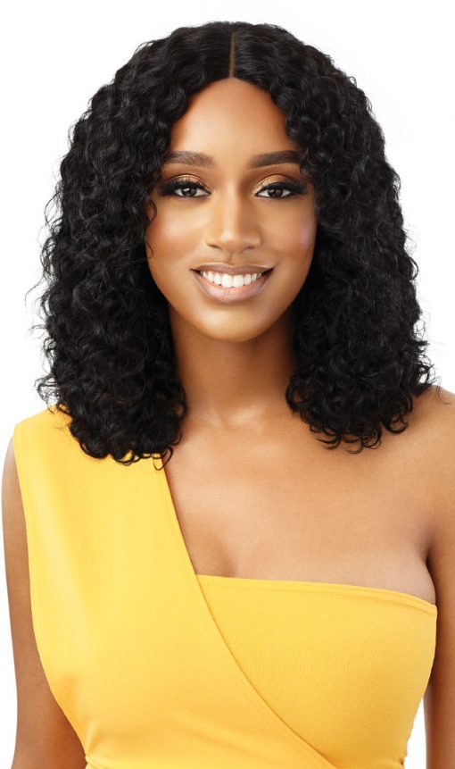 OUTRE 100% UNPROCESSED HUMAN HAIR LACE PART - WET & WAVY WIG - NATURAL CURLY 14”
