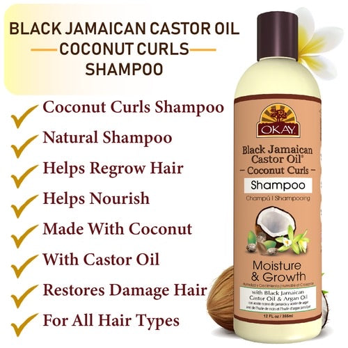 Okay Black Jamaican Castor Oil & Coconut Curls Shampoo - 12oz.