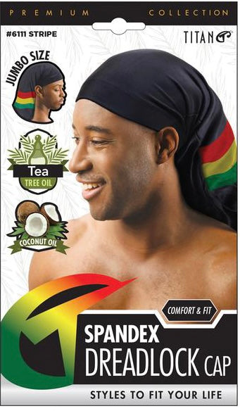 TITAN SPANDEX DREADLOCK CAP JUMBO SIZE W/TEA TREE OIL - BLACK