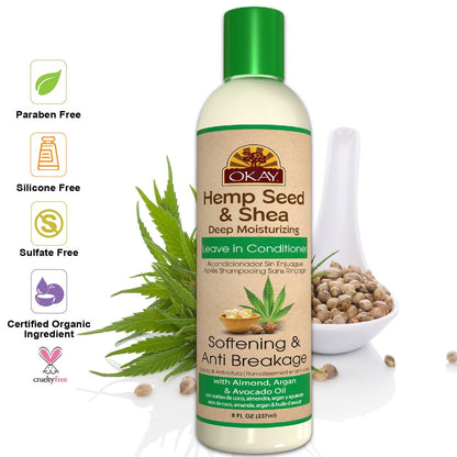 OKAY SHEA SOFTENING & ANTI BREAKAGE LEAVE-IN CONDITIONER 8OZ.