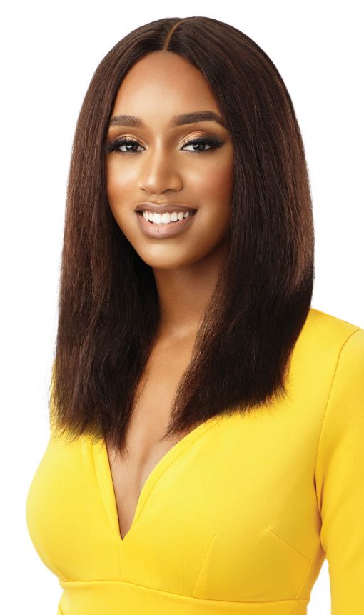 OUTRE 100% UNPROCESSED HUMAN HAIR LACE PART - WET & WAVY WIG - NATURAL DEEP 16″