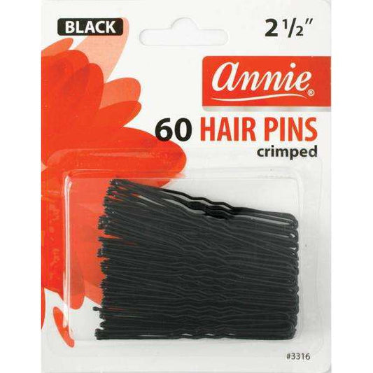 ANNIE BLACK CRIMPED HAIR PINS - 2 1/2” (60CT)