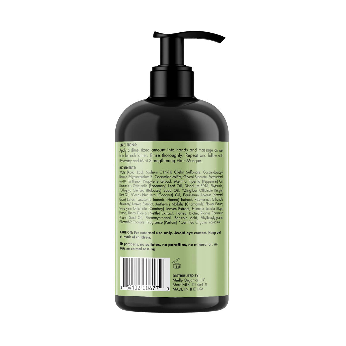 MIELLE ROSEMARY MINT STRENGTHING SHAMPOO 12 OZ.