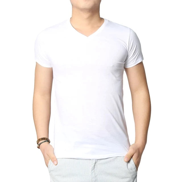 U WEAR MEN’S SHORT SLEEVE 100% COTTON T-SHIRT (V-NECK)