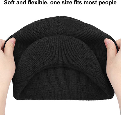 WINTER SPORTS WARM KNIT HAT with BRIM THICK STRETCH BEANIE