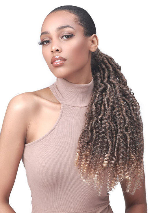 BOBBI BOSS HUMAN HAIR BLEND PONYTAIL NU LOCS - MOD042 WATER BOHO 18”