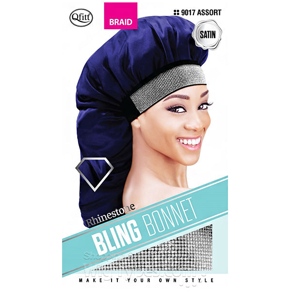 QFITT RHINESTONE BLING SATIN BONNET