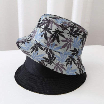 DOUBLE SIDED LEAVES PRINT BUCKET HAT