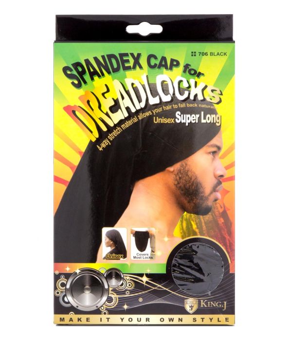 KING.J SPANDEX CAP FOR DREADLOCKS SUPER LONG BLACK #706