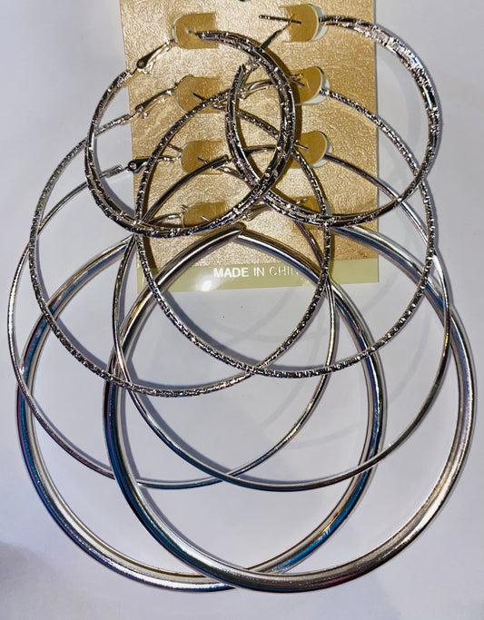PASTEL COLLECTION SILVER ROPE HOOPS- SET OF 4 #0709