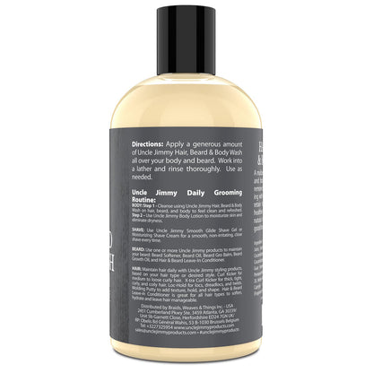 UNCLE JIMMY HAIR, BEARD & BODY WASH 12OZ.