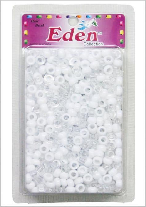 EDEN CRYSTAL/WHITE ROUND HAIR BEADS- LG PK(BR1)